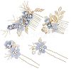 Bridal Alloy Rhinestone Hair Combs & Hair Forks Set PHAR-WH0015-06G-1