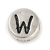 925 Sterling Silver Flat Round with Letter Beads STER-G044-01AS-W-1