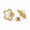 Crystal Rhinestone Flower Stud Earrings with Acrylic Pearl Beaded EJEW-P212-01G-2