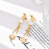 Brass ABS Plastic Pearl Dangle Stud Earrings EJEW-U040-16G-2