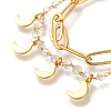 Moon Brass Glass Beads Cable Chain Bracelets BJEW-L696-017G-2