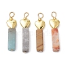 Natural Crazy Lace Agate/Map Stone/Flower Amazonite/Wood Lace Stone Rectangle Pendants PALLOY-JF02973-1