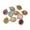 Natural Mixed Gemstone Faceted Oval Pendants G-I375-02G-1