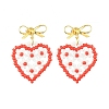 Heart Handmade Glass Seed Beads Dangle Stud Earrings EJEW-MZ00369-01-2