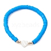 Handmade Polymer Clay with Natural Trochid Shell/Trochus Shell Beaded Stretch Bracelets for Women BJEW-JB10203-01-4