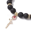 Natural Lava Rock Beaded Stretch Bracelets BJEW-JB11000-01-3