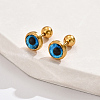 Real 18K Gold Plated 304 Stainless Steel Flat Round Stud Earrings ZB4928-2-1