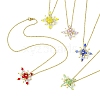 Glass Seed Beads Beaded Star Pendant Necklaces NJEW-MZ00088-3