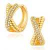 Brass Clear Cubic Zirconia Hoop Earrings FS-WGD9CCC-09-1