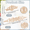 12Pcs 2 Styles Natural Solid Wood Carved Onlay Applique Craft AJEW-AR0005-05-2
