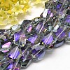 Half Rainbow Plated Faceted Polygon Glass Bead Strands EGLA-J087-07-1