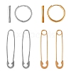 4Pair 4 Style Safety Pin & Ring 304 Stainless Steel Hoop Earrings for Women EJEW-SZ0001-84-1