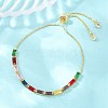 Rectangle Brass Micro Pave Cubic Zirconia Slider Bracelets KK-A305-02G-06-1