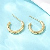 C-Shaped Brass Clear Cubic Zirconia Stud Earrings EJEW-A156-10A-G-3