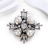 Flower Zinc Alloy Rhinestone Brooches PW-WG37978-01-4