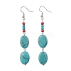 Brass Synthetic Turquoise Dangle Earrings EJEW-JE06535-7