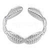 304 Stainless Steel Shell Wrap Open Cuff Ring for Women RJEW-N038-102P-2