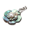 Natural Paua Shell & Natural Pearl Pendants SHEL-G024-08P-2