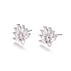 Brass Cubic Zirconia Stud Earring Findings EJEW-E257-03P-2