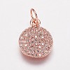 Brass Cubic Zirconia Charms KK-P134-25RG-1