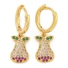 Rack Plating Brass Micro Pave Cubic Zirconia Pear Hoop Earrings EJEW-T021-04G-1