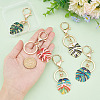 CHGCRAFT 1 Set Monstera Leaf Alloy Enamel Keychain KEYC-CA0001-33-3