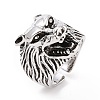 Wolf Head Wide Band Rings for Men RJEW-F126-04AS-2