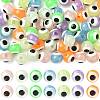 70Pcs 7 Colors Luminous & Printed Opaque Acrylic Beads LACR-FS0001-01-1