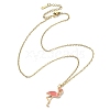 Alloy Enamel Flamingo Pendant Necklace with 304 Stainless Steel Chains NJEW-JN04411-1