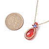 Glass Teardrop Pendant Necklaces NJEW-MZ00066-01-3