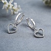 S925 Sterling Silver Hollow Heart Hoop Earrings FJ4331-2-4