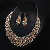 Alloy Rhinestone Pendant Necklaces & Teardrop Stud Dangle Earring Sets for Women WG99E9F-04-2