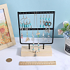 SUNNYCLUE 1 Set 2-Tier Rectangle Iron Jewelry Dangle Earring Organizer Holder with Wooden Base EDIS-SC0001-08A-3