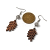 6 Pairs 6 Styles Natural Walnut Wood with Alloy Bead Dangle Earrings for Women EJEW-JE06102-4