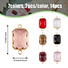 DICOSMETIC 14Pcs 7 Colors Golden Plated Brass Pave Glass Connector Charms FIND-DC0005-01-2
