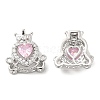 Brass Micro Pave Pink Cubic Zirconia Charms KK-F860-74P-02-1