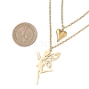 Stainless Steel Fairy and Heart Pendant 304 Stainless Steel Cable Chain Double Layer Necklaces for Women NJEW-JN05810-01-3