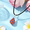 3Pcs 3 Colors Glass Seed Beaded Teardrop Pendant Necklaces NJEW-MZ00069-4