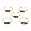 Natural Sodalite Triple Column Beaded Open Cuff Bangle BJEW-E377-01G-09-1