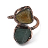 Raw Nuggets Natural Green Fluorite & Citrine Open Cuff Rings RJEW-M157-04R-2