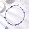 Natural Blue Aventurine(Dyed & Heated) Chip & Resin Evil Eye & Glass Seed Beaded Necklaces NJEW-JN05294-1