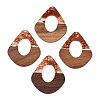 Transparent Resin and Walnut Wood Pendants RESI-T057-07C-1