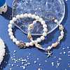 2Pcs 2 Style Synthetic Howlite & Glass & Shell Stretch Bracelets with Tortoise BJEW-JB10091-03-5