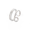 Non-Tarnish 304 Stainless Steel Double Line Open Cuff Ring for Women RJEW-S405-189P-3