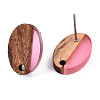 Resin & Walnut Wood Stud Earring Findings MAK-N032-004A-A04-3