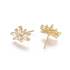 Brass Cubic Zirconia Stud Earring Findings EJEW-E257-06G-1