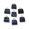 Natural Sodalite Brass Pendants KK-E274-01G-13-1