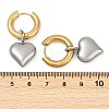 304 Stainless Steel Two Tone Heart Hoop Earrings EJEW-Z097-02GP-01-3