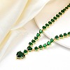 Brass Full Green Cubic Zirconia Heart Pendant Necklaces for Women NJEW-M079-01G-1