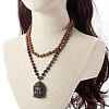 Natural Ice Crystal Obsidian Buddha Head Pendant Necklaces NJEW-JN03644-3